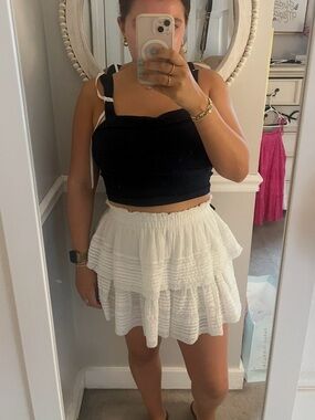 White Tiered Mini Skirt